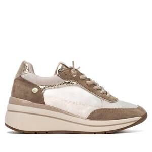 NEW XTI women's casual suede wedge sneakers in beige